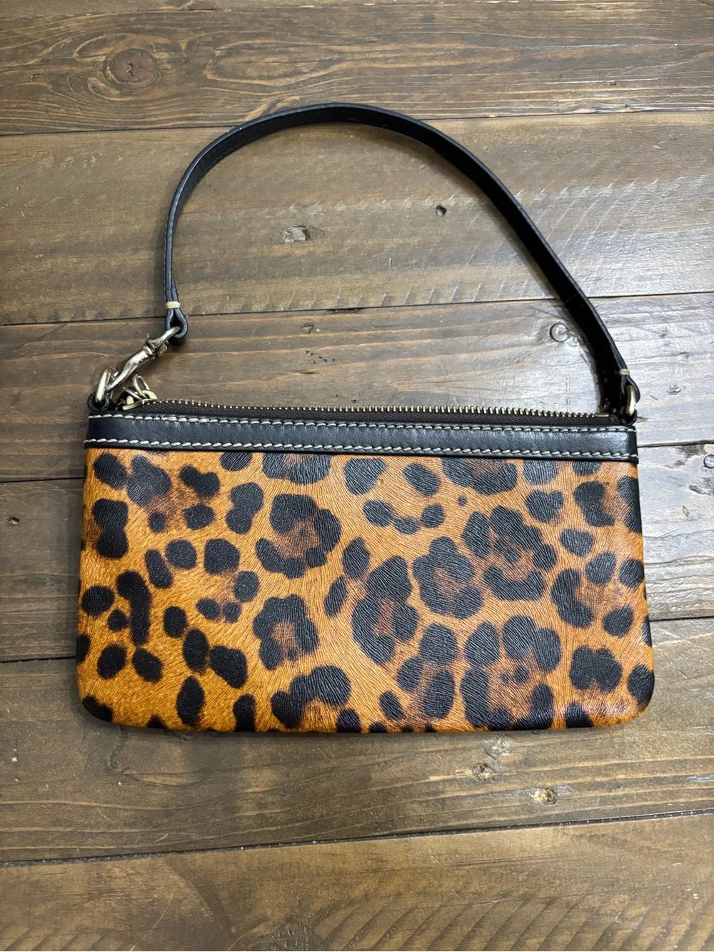 Dooney & Bourke Leopard Print Leather Wristlet
